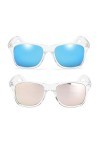 Long Keeper Lunettes de soleil Polarisées Classic Vintage Lunettes de soleil Carrées pour Femmes Homme Rose+Bleu transparent