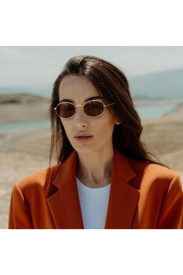 Joopin Lunette de Soleil Ovale Vintage Lunettes Polarisées Homme Femme