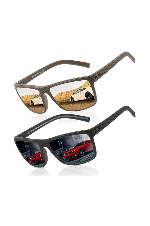 Perfectmiaoxuan Lunettes de soleil polarisées hommes femmes Mode Sommer Vacances Extérieur Conduite Pêche léger TR90 incassab