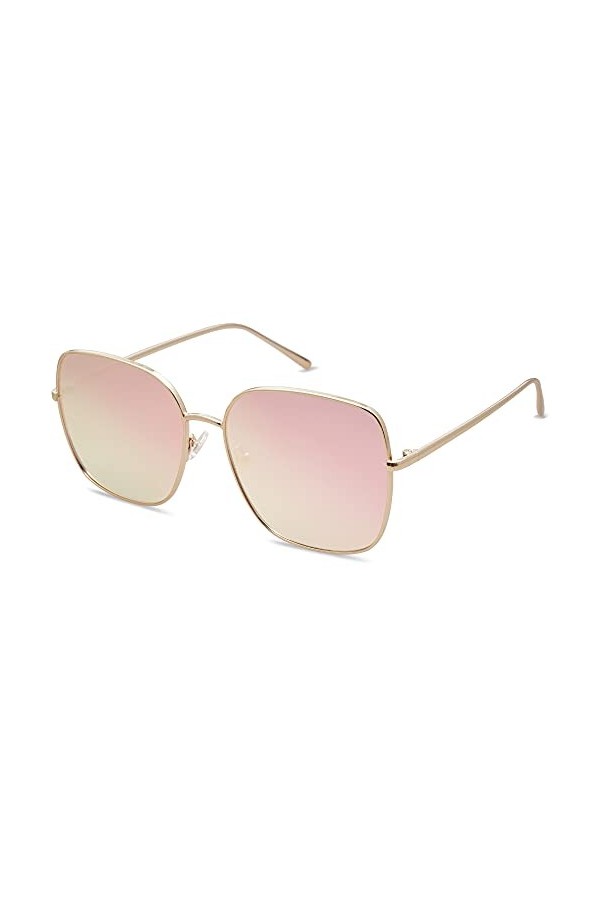 SOJOS Lunettes de soleil à monture métallique carrée, tendance et surdimensionnée, pour femmes et hommes, à verres miroirs pl