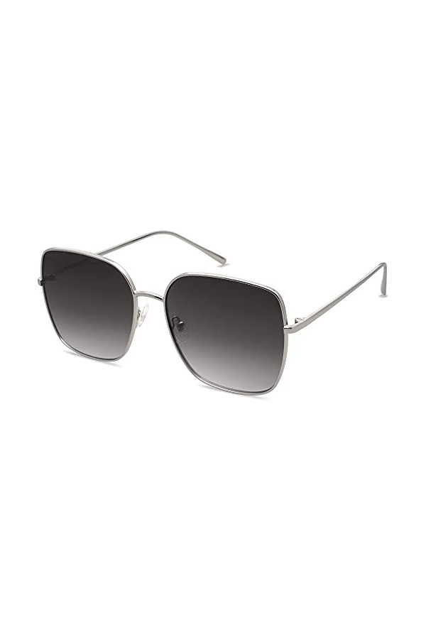 SOJOS Lunettes de soleil à monture métallique carrée, tendance et surdimensionnée, pour femmes et hommes, à verres miroirs pl