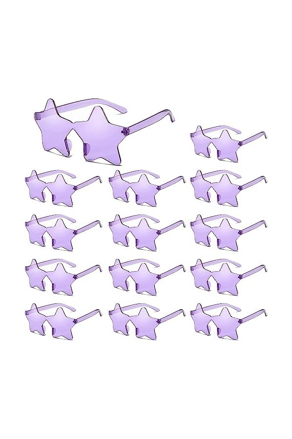 Yeooa 14 pièces de lunettes de soleil mignonnes en forme détoile colorées transparentes et sans monture ensemble de lunettes