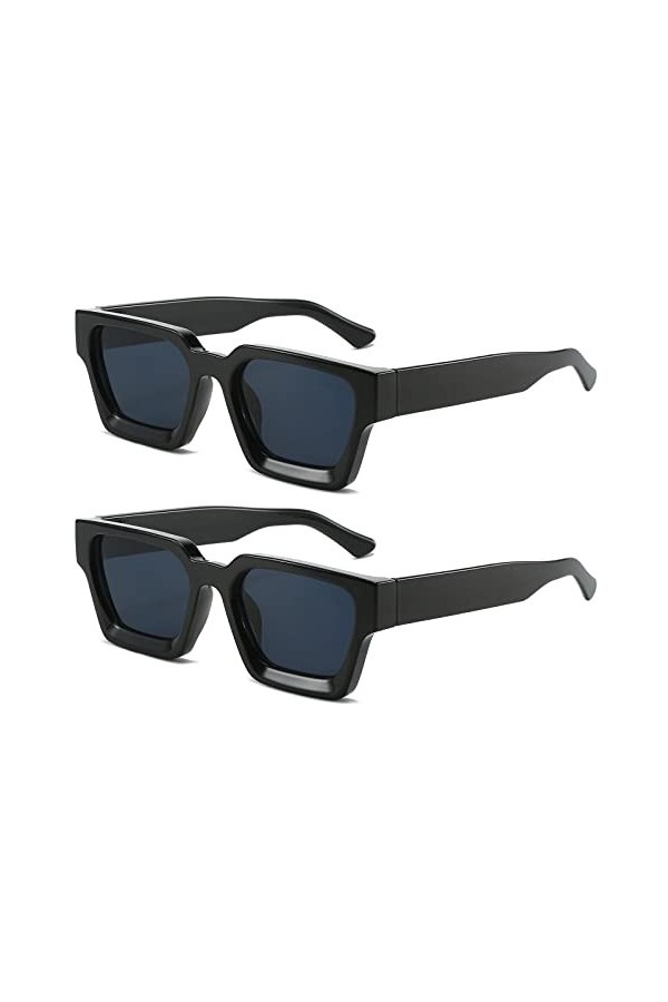 YAMEIZE Rectangulaires Rétro Lunettes de Soleil-pour Femmes avec Protection UV400 Carrée à la Mode