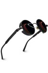 CGID E72 Lunettes de soleil homme femme ronde polarisées inspirées du style retro Steampunk en cercle métallique
