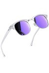 Joopin Demi Cercle Lunettes de Soleil Homme Lunettes de Transparent Violet Miroir Polarisées et Lunette de Soleil Rétro pour 