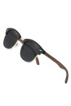 KINGSEVEN Lunettes de soleil polarisées semi-sans monture en bois Lunettes pour femmes Classique Rétro Vintage Design N5516 