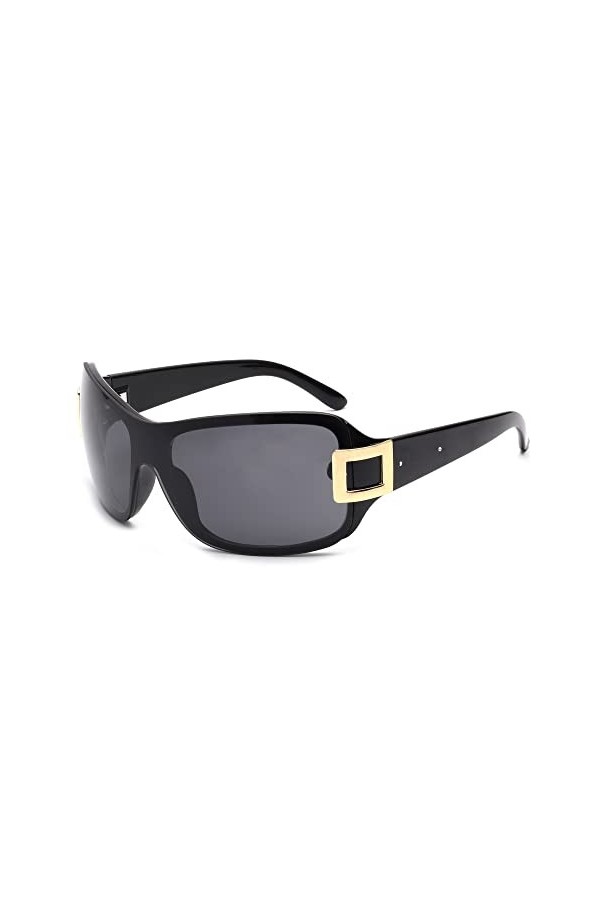 JM Lunettes de Soleil de Protection Surround Surdimensionnées pour Femmes, Lentilles Unibody élégantes de Grande Taille Anti 
