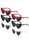 Photect 6 Paires Lunettes de Soleil en Forme de Coeur Lunettes Rétro pour Femmes, 3 Couleurs