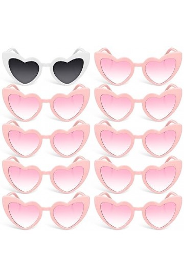 Photect 10 Pièces Lunettes de Soleil de Coeur Rétro pour Femme Fille Lunettes de Soleil en Forme de Coeur Vintage Lunettes de