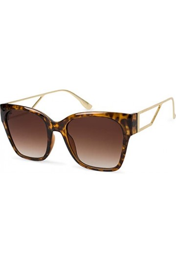 styleBREAKER Lunettes de soleil oversize pour femmes avec larges branches en métal, verres en polycarbonate et monture en pla