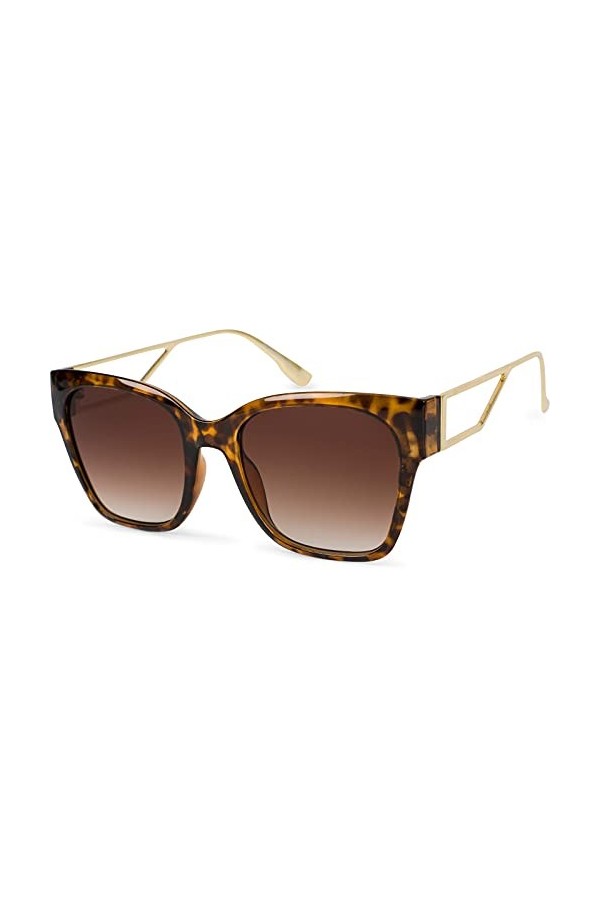 styleBREAKER Lunettes de soleil oversize pour femmes avec larges branches en métal, verres en polycarbonate et monture en pla