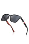 kimorn Lunettes De Soleil Polarisées Pour Femmes Et Hommes Cadre TR90 Lunettes Rétro Classiques K0800 Noir Mat Rouge 