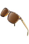 GQUEEN Lunettes de soleil Homme Femme Mode Vintage Avec Lentille Polarisée Protection UV400 GQ33,Tortue Marron,M