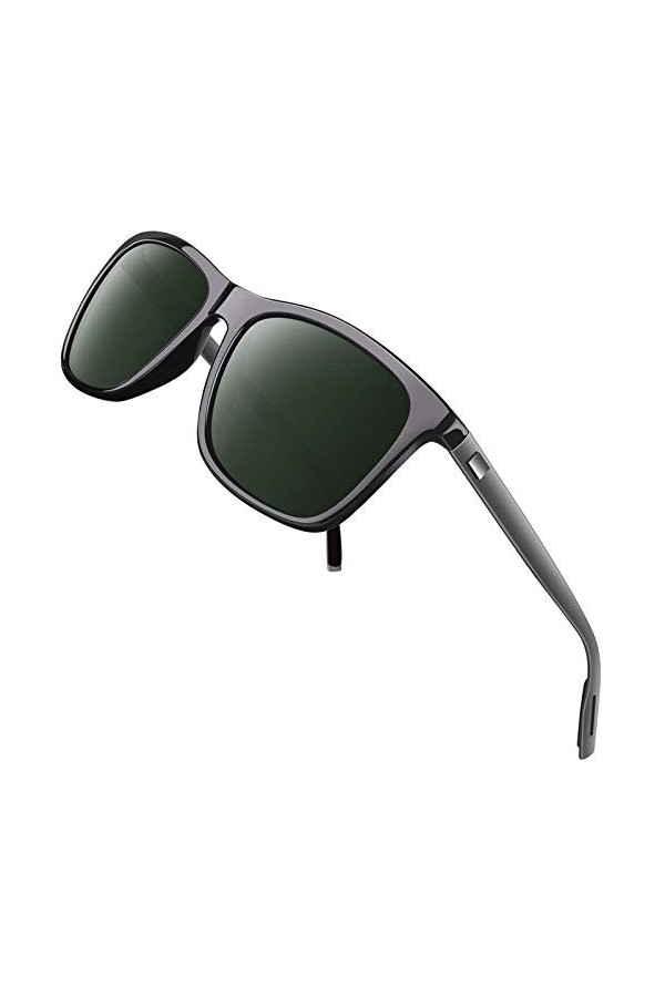 GQUEEN Lunettes de soleil Homme Femme Mode Vintage Avec Lentille Polarisée Protection UV400 GQ33,Tortue Marron,M