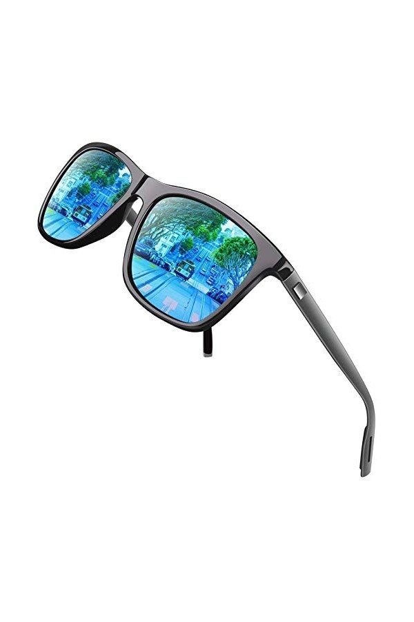 GQUEEN Lunettes de soleil Homme Femme Mode Vintage Avec Lentille Polarisée Protection UV400 GQ33,Tortue Marron,M