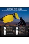 Goiteia Lunettes de conduite nocturne, lunettes de vision nocturne de sport polarisées pour la course, le cyclisme, la pêche,