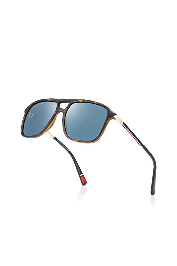 kimorn Classique Lunettes De Soleil Polarisées UV Miroir Lentille Métal Rétro Nuances K0802 Écaille de tortue 