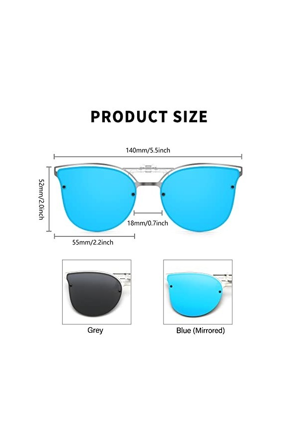 Long Keeper Clip Solaire Pour Lunettes De Vue, Clip Lunettes De Soleil Polarisées, Surlunettes de Soleil pour Femme Homme pou