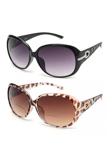 JM Lunettes Loupe Solaire Classiques pour Femmes Montures de lunettes Vintage Protection UV Extérieure Noir+Tortue 2.75