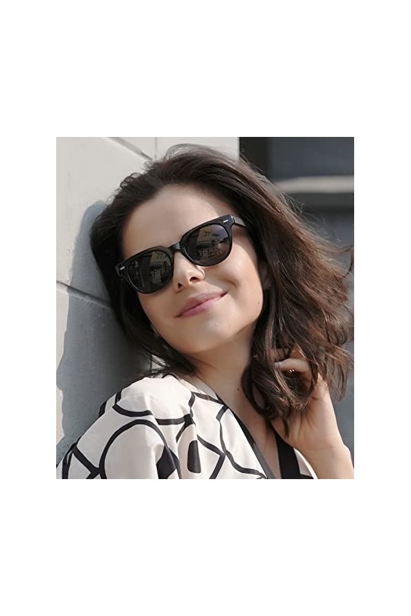 MIAROZ Lunettes de Soleil en Bois,Lunettes de Soleil Polarisées pour Homme et Femmes,Protection UV400 Gris foncé 