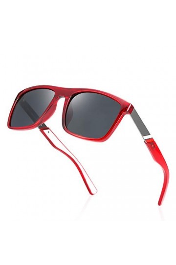 kimorn Lunettes De Soleil Polarisées Pour Hommes Femmes TR90 Cadre Carré Surdimensionné Lunettes Rétro Classiques K0801 Roug