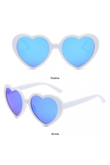 WDZAYXC Lunettes de soleil polarisées surdimensionnées en forme de cœur rétro lunettes mignonnes, protection UV400, Blanc/ble