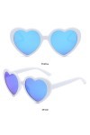 WDZAYXC Lunettes de soleil polarisées surdimensionnées en forme de cœur rétro lunettes mignonnes, protection UV400, Blanc/ble