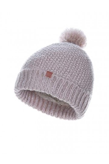 BICKLEY + MITCHELL Soft Knitted Pom Bonnet pour Femme avec Doublure en Peluche 2022-01-10-167, LT Pink Twist, Taille Unique