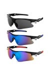 Firtink Lot de 3 lunettes de soleil de sport polarisées, tendance, coupe-vent, protection légère, lunettes de soleil dextéri
