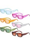 FSMILING 6 Stücke Vintage Rechteckige Sonnenbrille Damen Set Retro Lustige Bunt Plastik Sonnenbrillen Party Brille Für Damen 