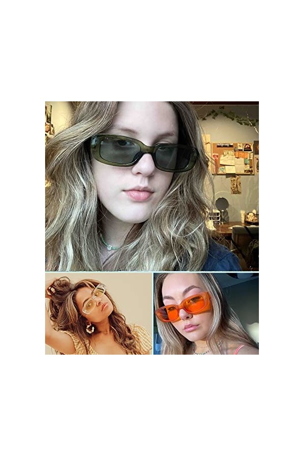 FSMILING 6 Stücke Vintage Rechteckige Sonnenbrille Damen Set Retro Lustige Bunt Plastik Sonnenbrillen Party Brille Für Damen 