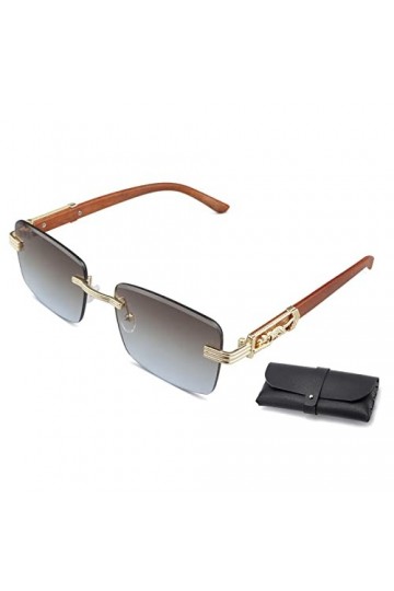 GANMFOYC Lunettes de soleil pour hommes avec garniture en guépard, Lunettes de soleil sans bordure Carrées Dégradé Lunettes s