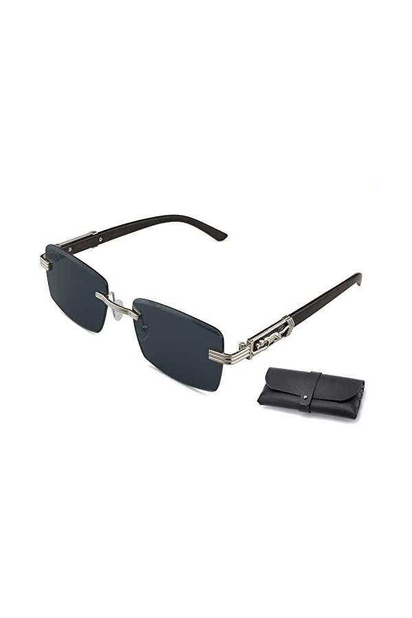 GANMFOYC Lunettes de soleil pour hommes avec garniture en guépard, Lunettes de soleil sans bordure Carrées Dégradé Lunettes s