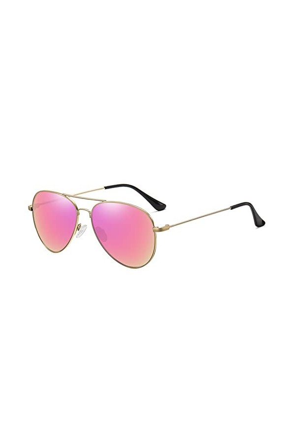 YOJUED Lunettes de soleil polarisées rétro pour homme et femme, protection UV400, A-doré rose, taille unique