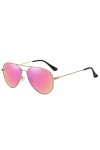 YOJUED Lunettes de soleil polarisées rétro pour homme et femme, protection UV400, A-doré rose, taille unique