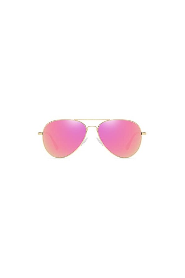 YOJUED Lunettes de soleil polarisées rétro pour homme et femme, protection UV400, A-doré rose, taille unique
