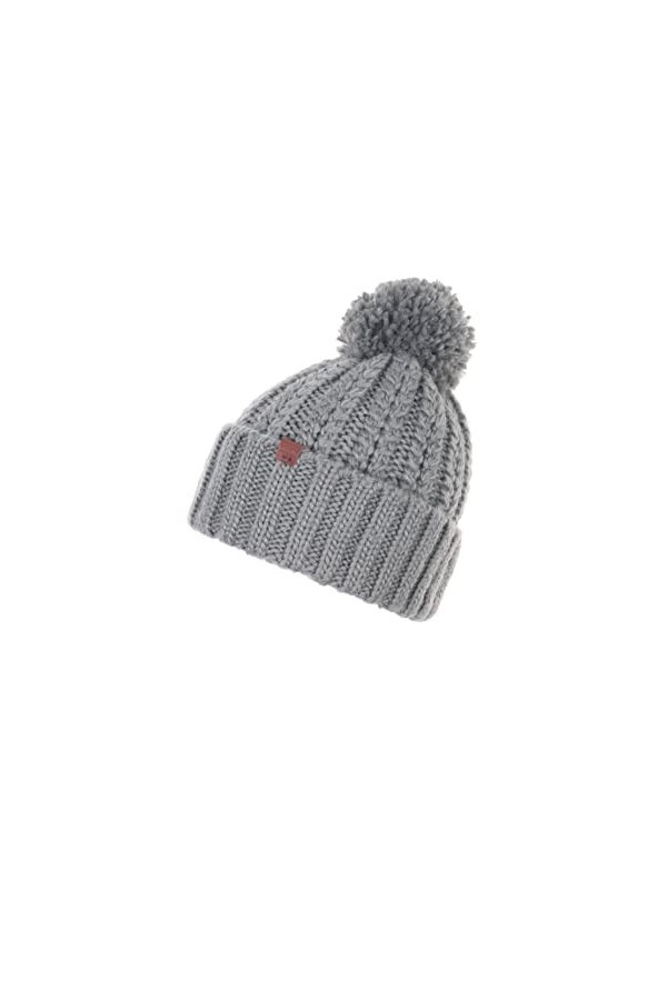 BICKLEY + MITCHELL Bonnet Tricot à Pompons pour Femme 2001-21-9-22, Gris, Taille Unique