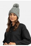 BICKLEY + MITCHELL Bonnet Tricot à Pompons pour Femme 2001-21-9-22, Gris, Taille Unique