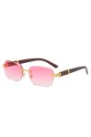 HPIRME Lunettes de soleil rétro petites rectangulaires pour femmes, lunettes de soleil carrées sans monture pour hommes, styl