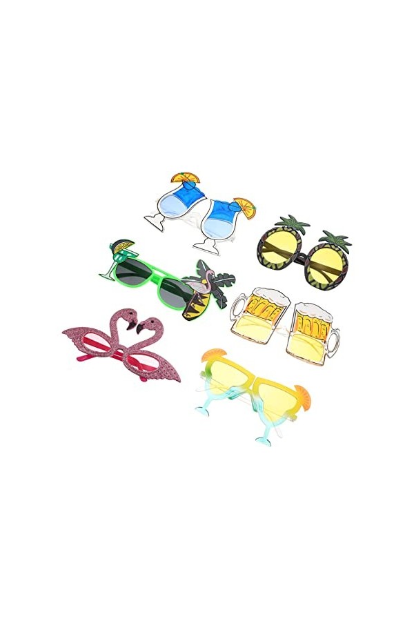 ibasenice 6 Paires Lunettes Flamant Rose Lunettes De Soleil De Quai Pour Femmes Lunettes Tropicales Lunettes De Soleil Tendan