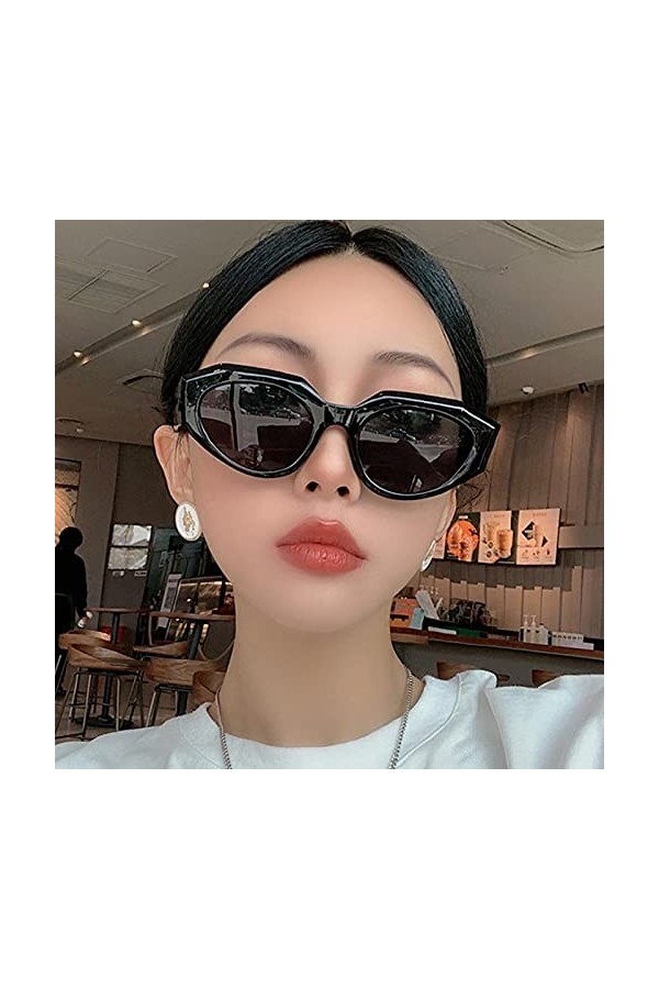 BANLV Lunettes de Soleil étroites irrégulières Femmes Cool Lunettes de Soleil européennes et américaines