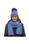 VIVISENCE Bonnet Et Echarpe Ensemble Dhiver 7015Kmpl, Bleu Marine,UNI
