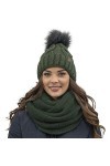 VIVISENCE Filloo Bonnet Et Écharpe Ensemble dhiver 7014Kmpl, Vert,UNI