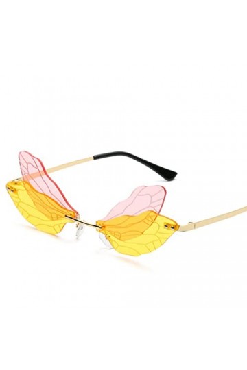 PUYYDS Mode Femmes Vintage Libellule Ailes Lunettes de Soleil Design Unique Petit Cadre Bal Lunettes Lunettes de Soleil Lunet