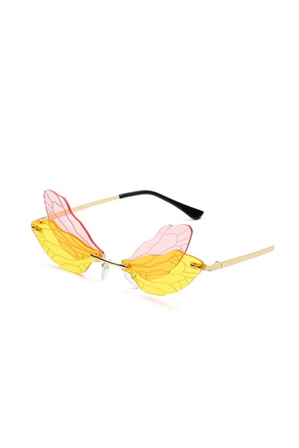 PUYYDS Mode Femmes Vintage Libellule Ailes Lunettes de Soleil Design Unique Petit Cadre Bal Lunettes Lunettes de Soleil Lunet