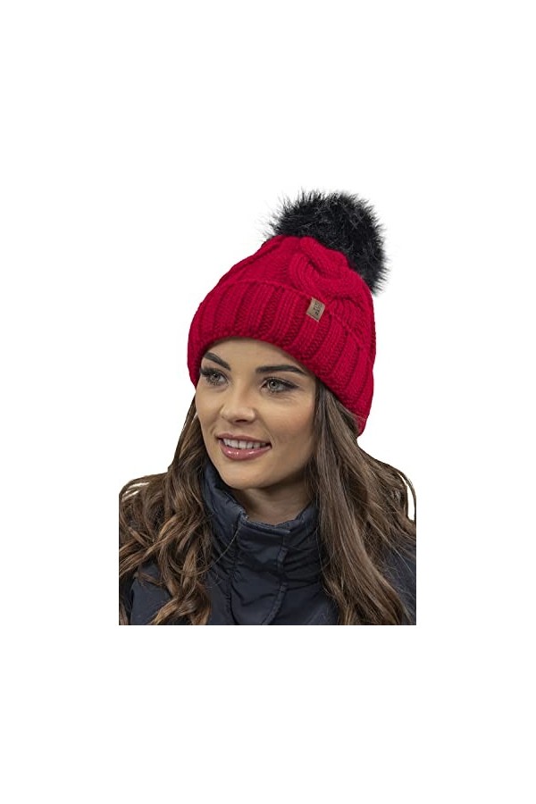 VIVISENCE Filloo Bonnet Et Écharpe Ensemble dhiver 7014Kmpl, Rouge,UNI