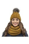 VIVISENCE Filloo Bonnet Et Écharpe Ensemble dhiver 7014Kmpl, Jaune,UNI
