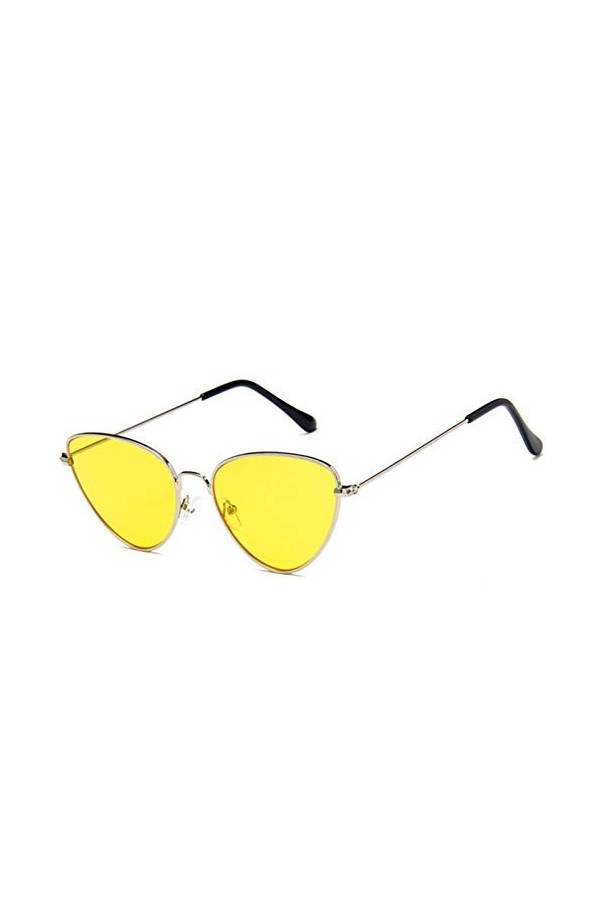 HAOMAO Sexy Petites Lunettes de Soleil Vintage Oeil de Chat pour Femmes Marque Designer Lunettes en métal C3