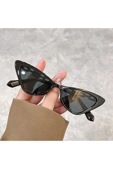 DSFG Lunettes de Soleil Femmes Fashion Small Square Vintage Cycling Equiping Polaris Sun Glasses Rectangle Eyewear-Black-Grey