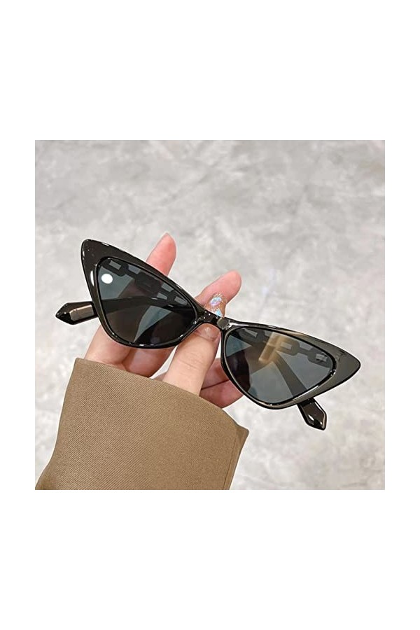 DSFG Lunettes de Soleil Femmes Fashion Small Square Vintage Cycling Equiping Polaris Sun Glasses Rectangle Eyewear-Black-Grey